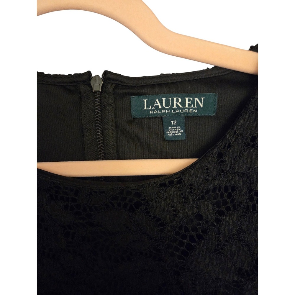Lauren Ralph Lauren Black Floral Lace Long Sleeve Sheath Dress Size 12 - Picture 4 of 4